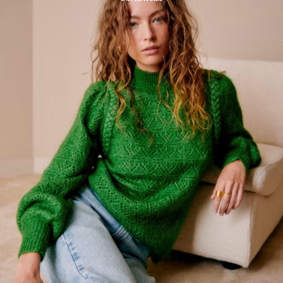 Sezane Sweaters - Sesame Anneka Jumper in 70’s Green, Size Small